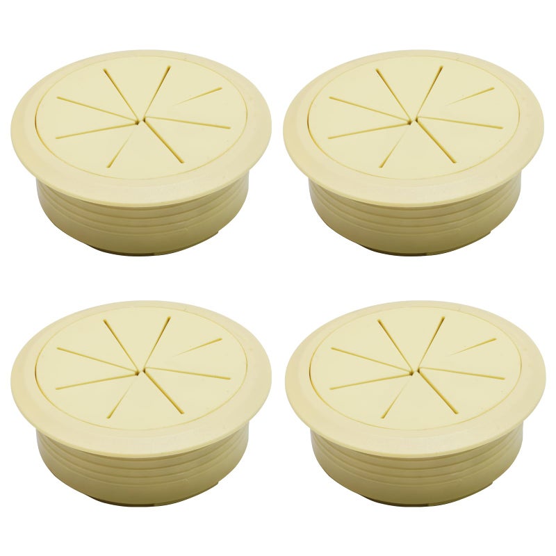 BOPOREAE Desk Grommet 2"" (50 mm), Desk Hole Cover for Cables Beige, Cable Grommet ABS Plastic, Desk Hole Grommet for Office and Home Table Cable, Detachable & Flexible Cable Cord Organizer-4 Pcs - Image 1